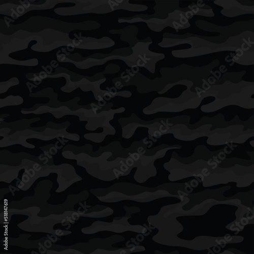 Black camo seamless pattern vector night pattern on textile
