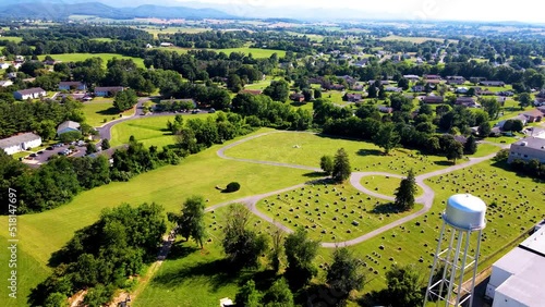 An aerial view of beautiful Luray town and its residential houses along with the natural beauty. An amazing view has been captured through drone photo