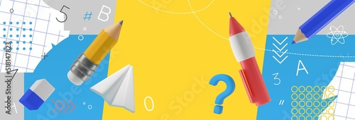 Vector collage with educational supplies