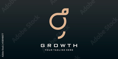 Initial Letter G and leaf Logo vector design.