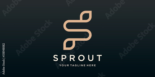 Initial Letter s and leaf Logo design vector.
