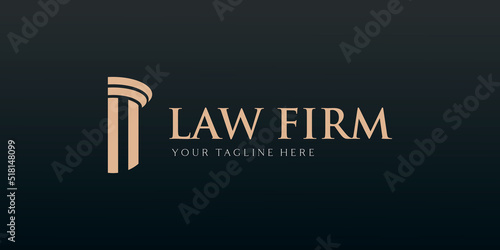 justice law logo design template. attorney logo with pillar and star shape illustration