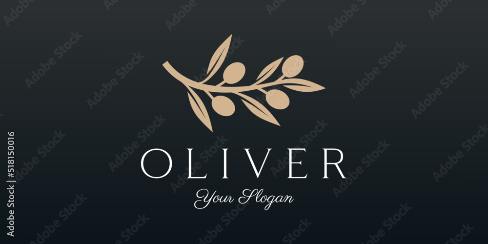 Obraz premium Twig Olive Oil logo template icon design