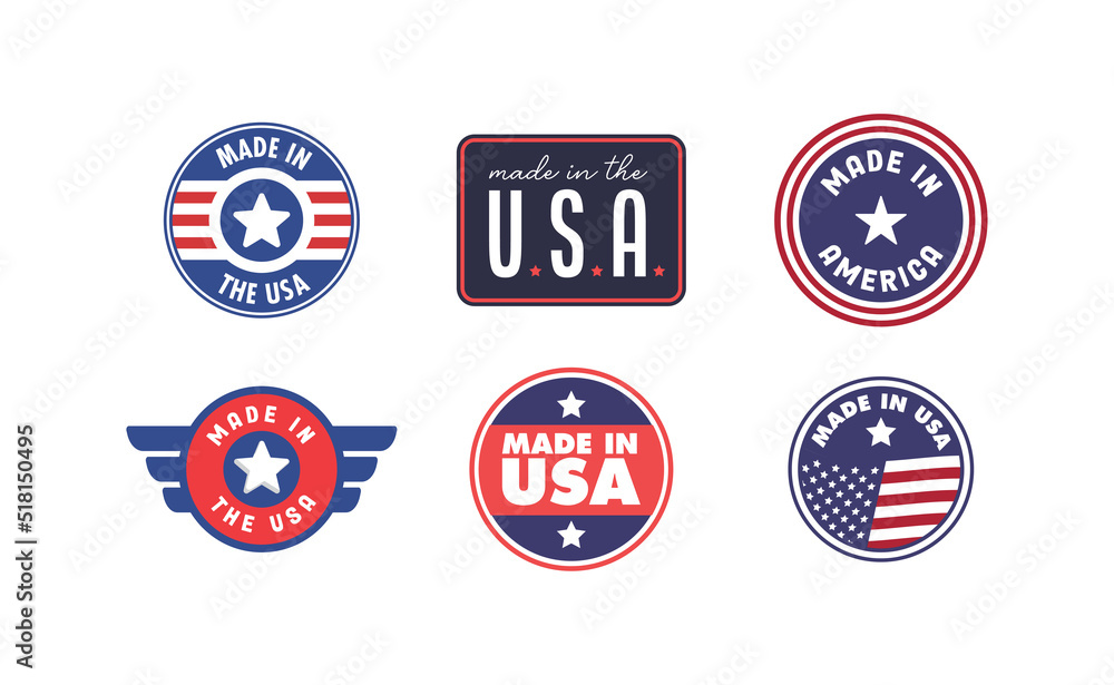 Naklejka premium Made in USA. American manufactured emblem. Pride United States national badge.
