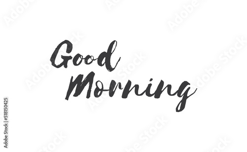 Good morning lettering text. Vector line calligraphy.