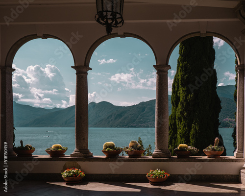 Canvas-taulu View from the Villa Monastera on the lake Como