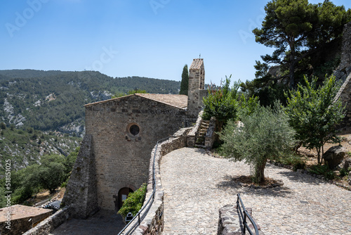 Church buildt beside a mountain in Évenos, France.
