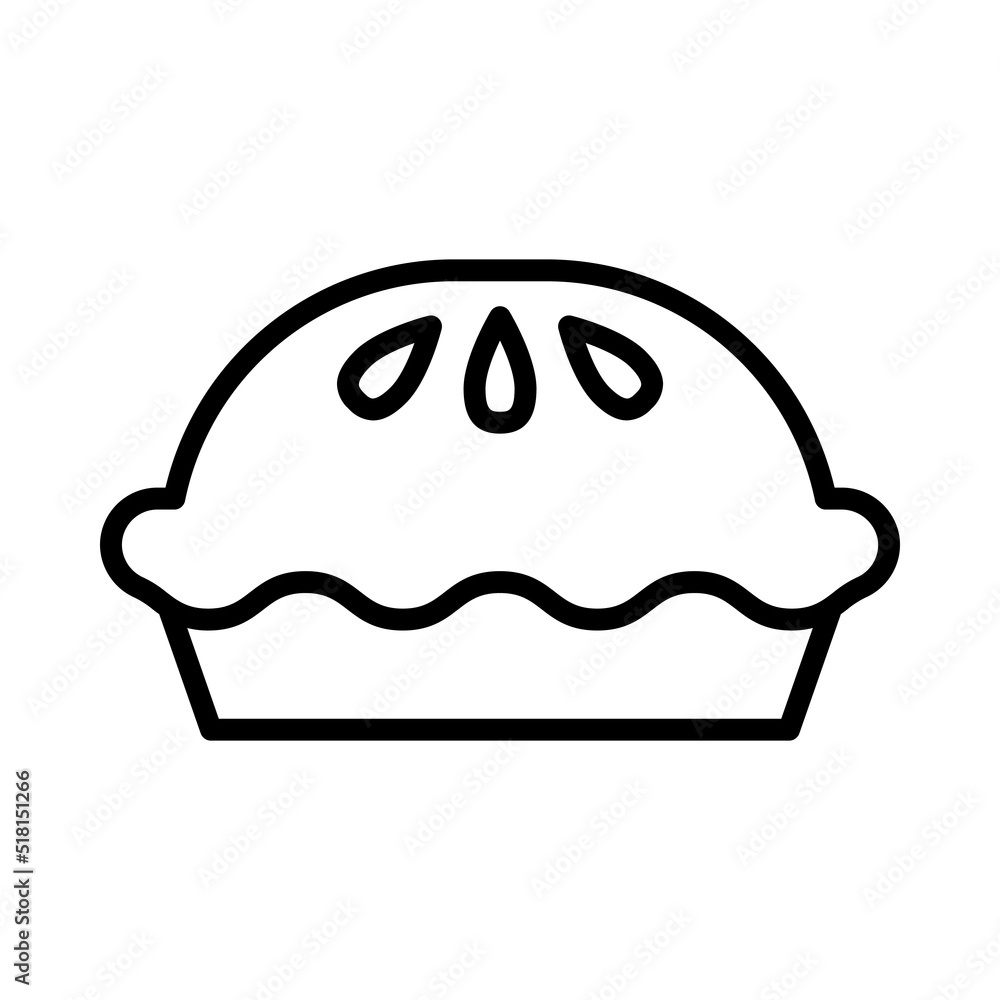 Apple Pie Icon. Line Art Style Design Isolated On White Background