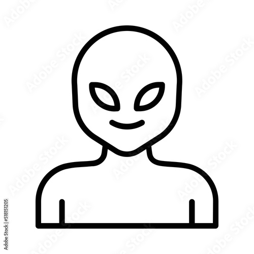 Alien Icon. Line Art Style Design Isolated On White Background