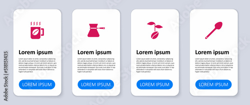 Set Teaspoon, Coffee beans, turk and cup. Business infographic template. Vector