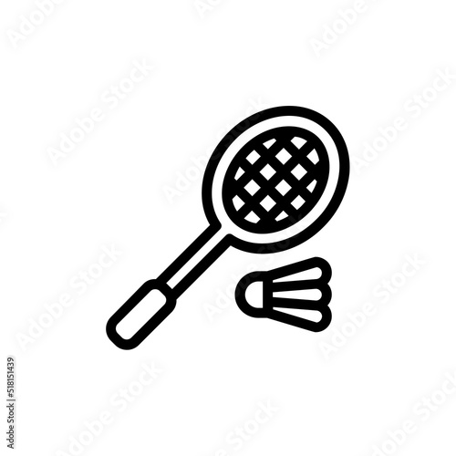 Badminton Icon. Line Art Style Design Isolated On White Background