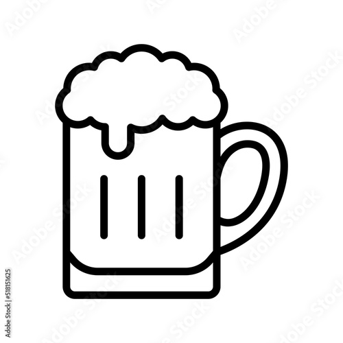 Beer Mug Icon. Line Art Style Design Isolated On White Background