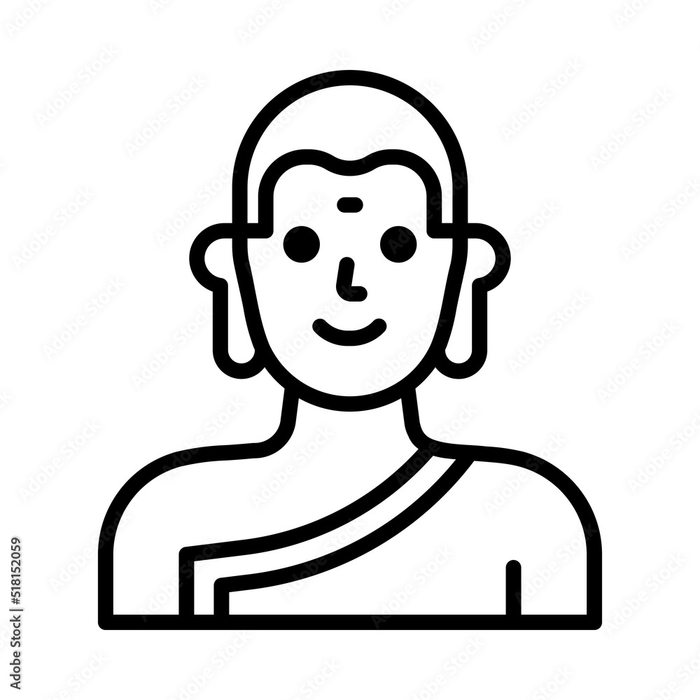 Buddha Icon. Line Art Style Design Isolated On White Background