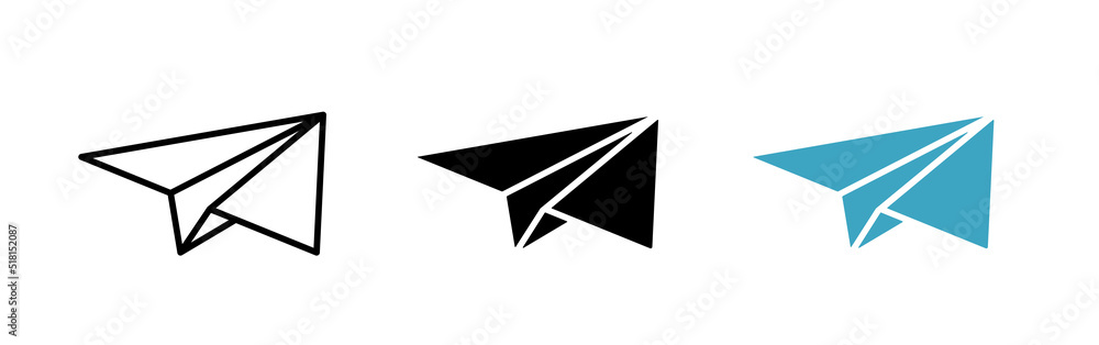 Paper airplane icon. Set of black paper planes. Vector clipart isolated on white background. Paper airplane icon. Set of black paper planes. Vector clipart isolated on white background.