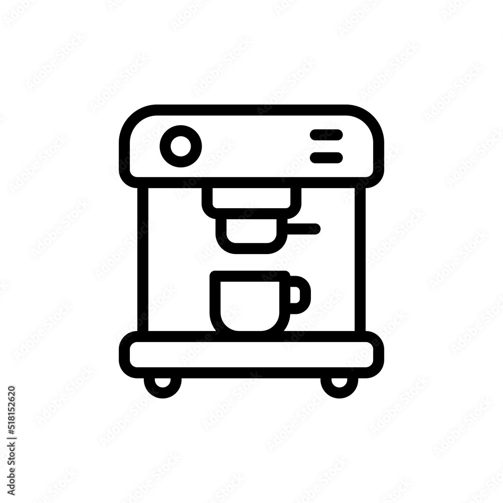 Coffee Machine Icon. Line Art Style Design Isolated On White Background