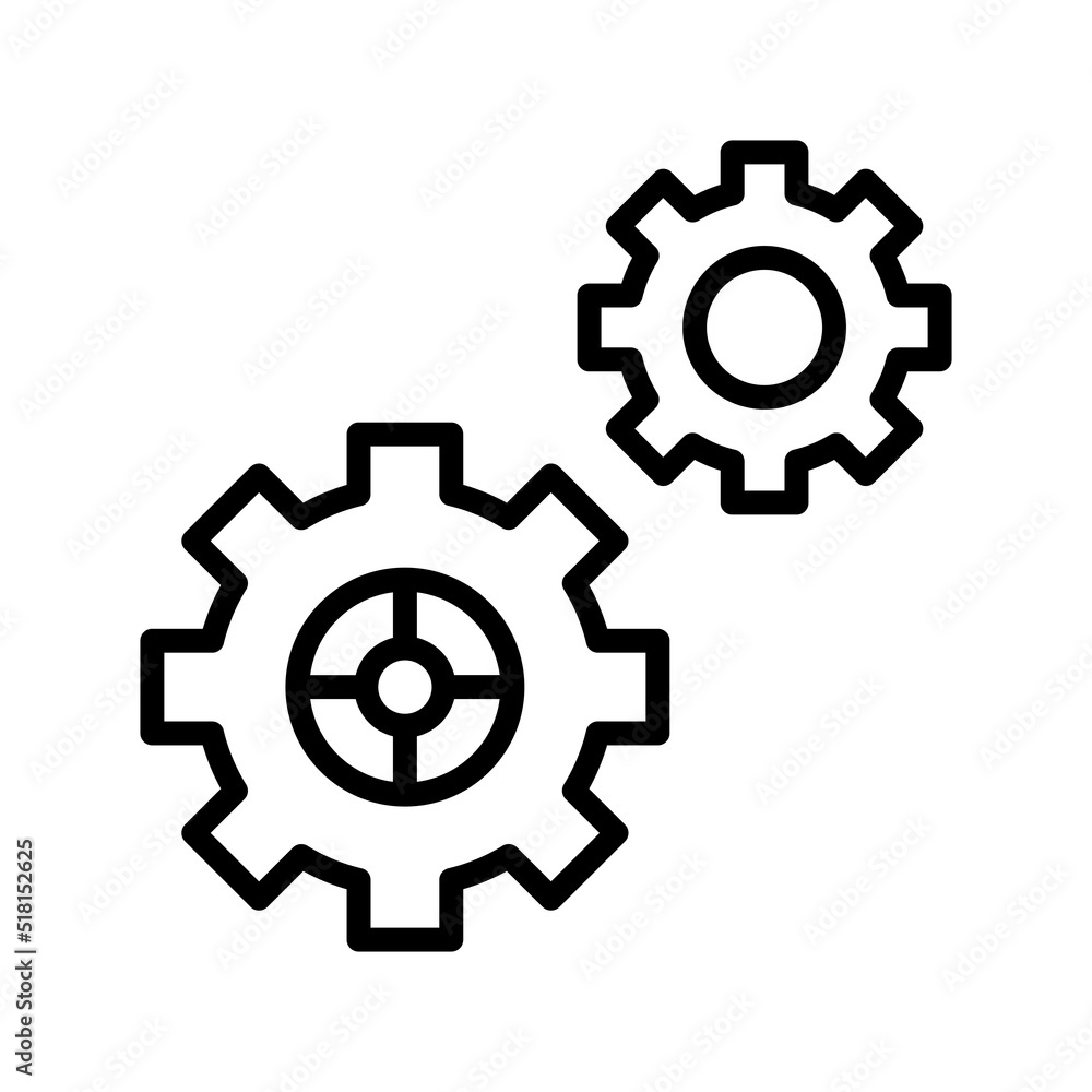 Cogwheel Icon. Line Art Style Design Isolated On White Background