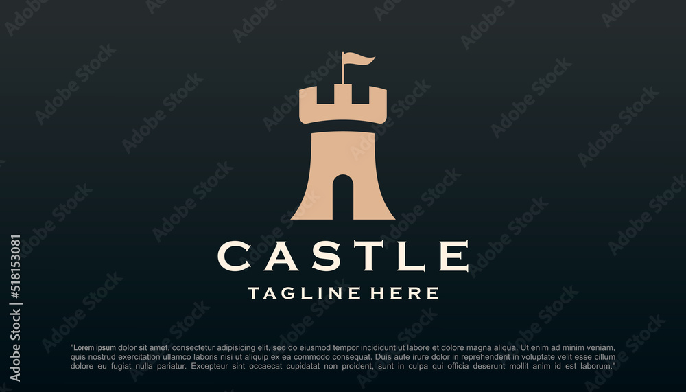 Castle Logo Design Template Flat Style Vector Castle Logo Design Template Flat Style Vector