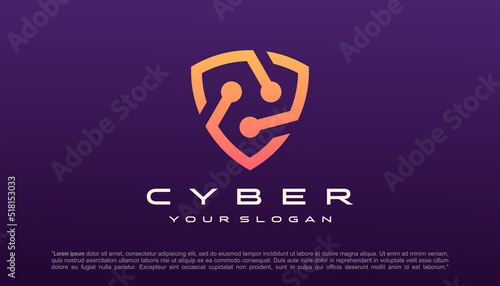 Shield tech logo vector design template, technology icon design.