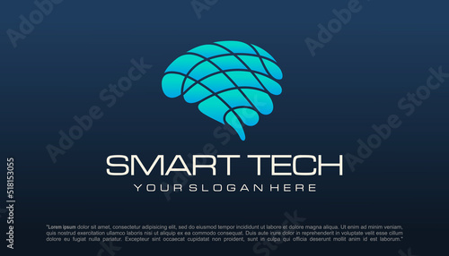 Brain tech logo design. Artificial intelligence and technology logo Vector design