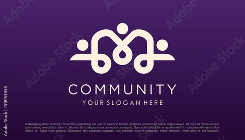 People community logo vector design. logo template can represent unity and solidarity in group