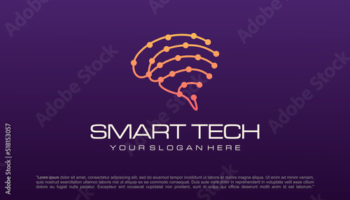 Brain tech logo design. Artificial intelligence and technology logo Vector design