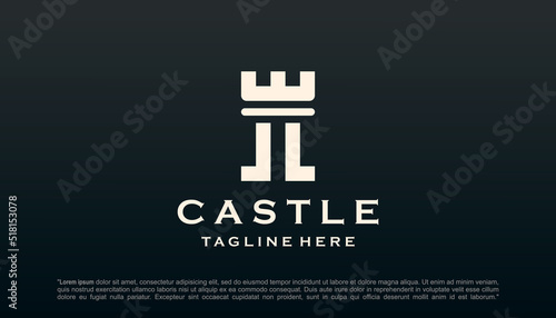 Castle Logo Design Template Flat Style Vector