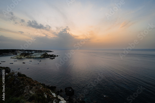 Italy, July 2022: architectural and naturalistic details on the island of San Nicola in the archipelago of the Tremiti Islands in Puglia
