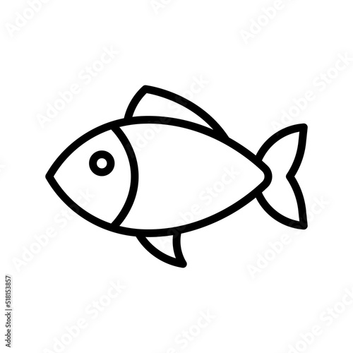 Fish Icon. Line Art Style Design Isolated On White Background