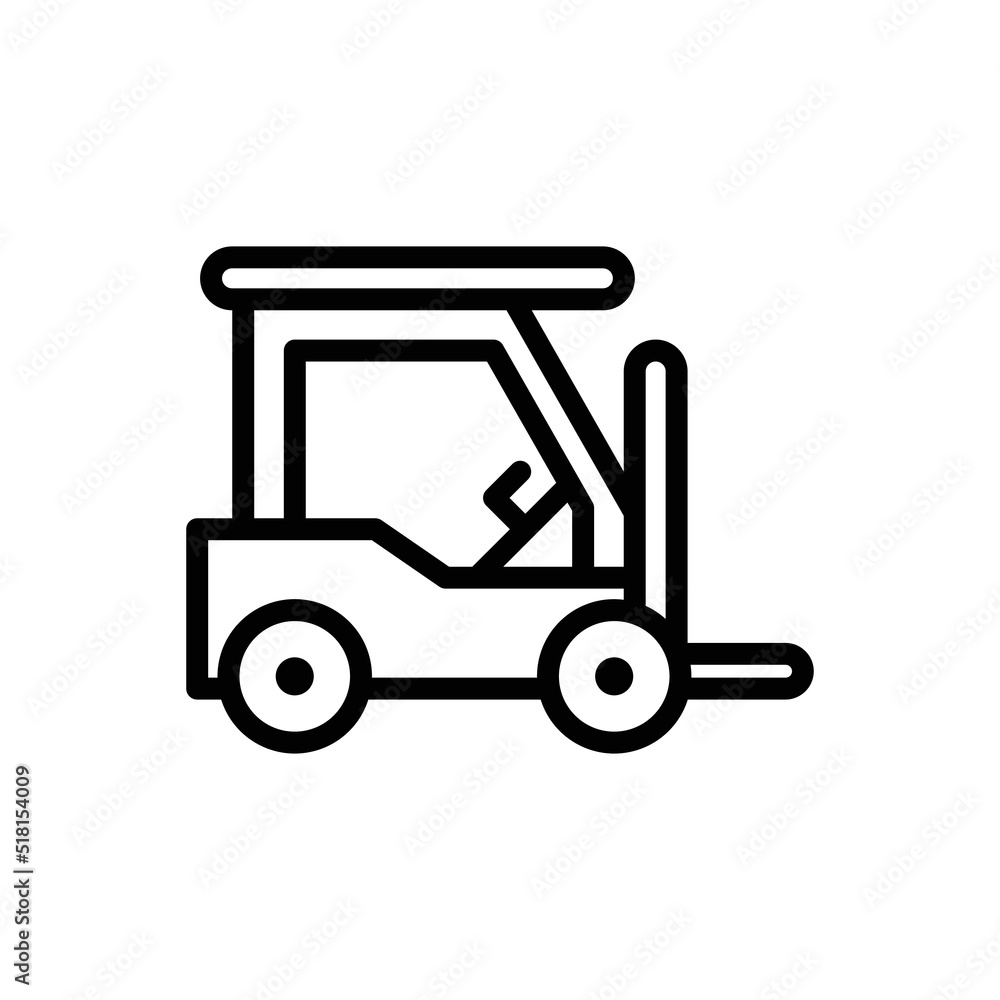 Forklift Icon. Line Art Style Design Isolated On White Background