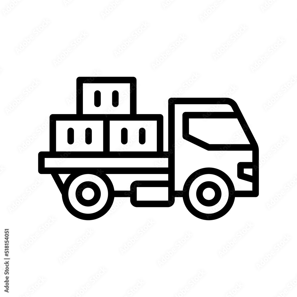 Freight Icon. Line Art Style Design Isolated On White Background