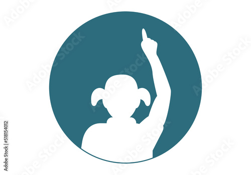 Símbolo o icono de niña levantando la mano