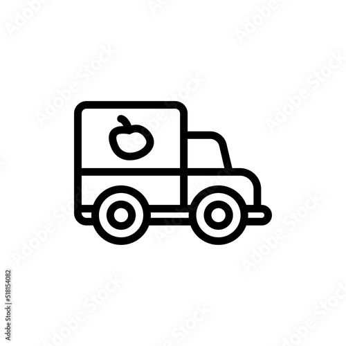 Fruit Truck Icon. Line Art Style Design Isolated On White Background