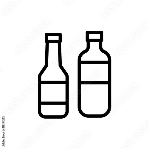 Glass Bottle Icon. Line Art Style Design Isolated On White Background
