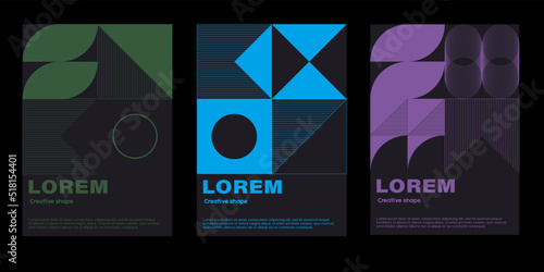 Cool geometric backgrounds for posters, flyers, brochures. Minimal covers design. Vector illustration in bauhause style