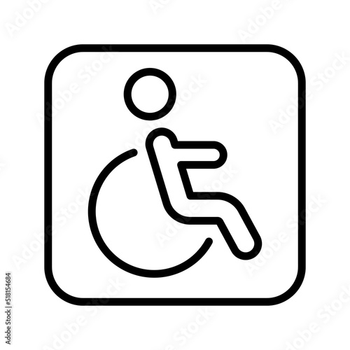 Handicapped Icon. Line Art Style Design Isolated On White Background