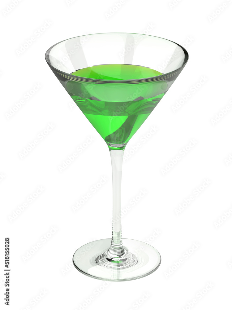 Green cocktail in a glass on white background Green cocktail in a glass on white background