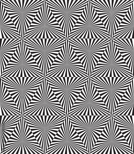 Seamless background with black and white triangles. Optical illusion effect.
