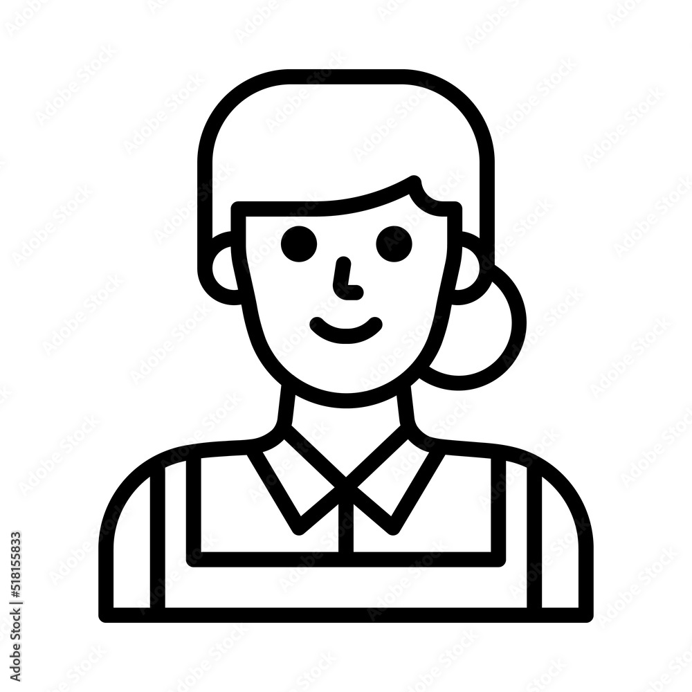 Maid Icon. Line Art Style Design Isolated On White Background