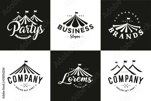 Fototapeta set of event tent logo design illustrations for Party and Wedding
