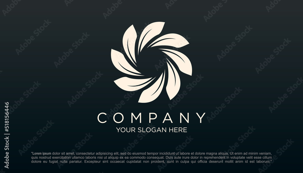 leaf logo design, circular leaf concept vector illustration