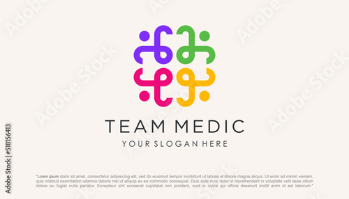 Cross Medical with People combination Logo Design Vector.