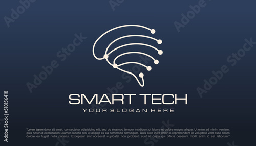 Brain tech logo design. Artificial intelligence and technology logo Vector design