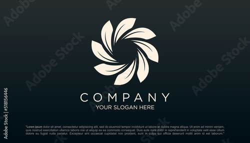 leaf logo design, circular leaf concept vector illustration