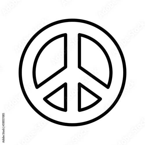 Peace Symbol Icon. Line Art Style Design Isolated On White Background