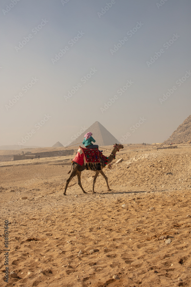 Fototapeta premium The pyramids at Giza, together with the Sphinx and smaller tombs, are among the most significant attractions in the world