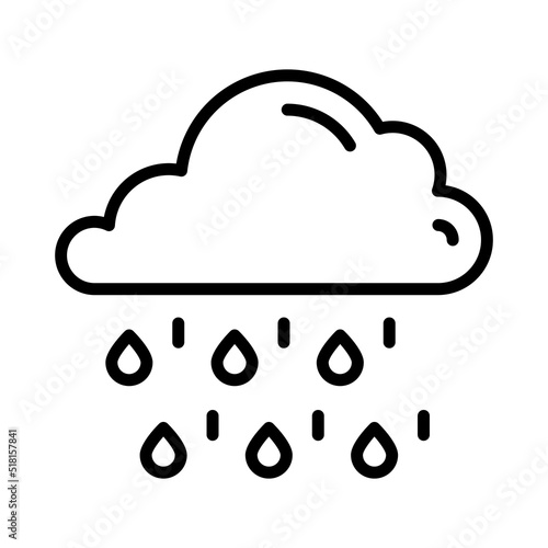 Raining Icon. Line Art Style Design Isolated On White Background