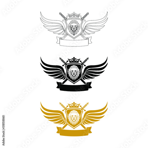 emblem head lion logo vector