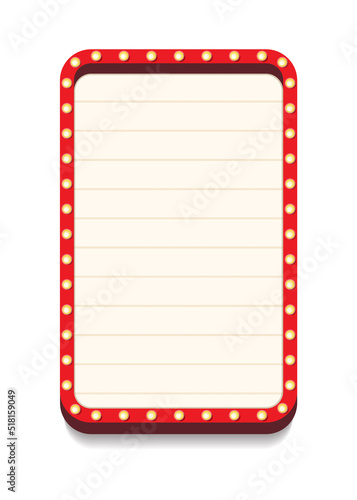 Retro lightbox 3d realistic template with lightbulb isolated on transparent background for party poster, banner advertising, promotion and sale billboard, cinema, bar show or restaurant. Vector 10 eps