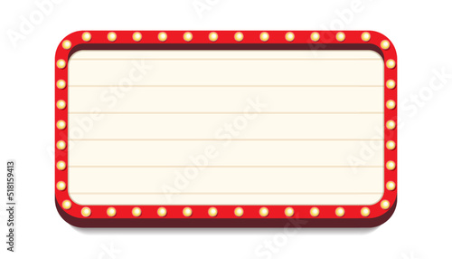Retro lightbox vector template realistic style with lightbulb isolated on transparent background for party poster, banner advertising, promotion and sale billboard, cinema, bar show or restaurant. 10
