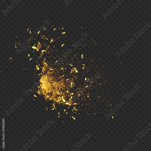 Abstract gold dust. Realistic gold dust particle.